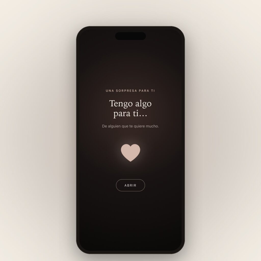 Un móvil con la pantalla inicial del regalo