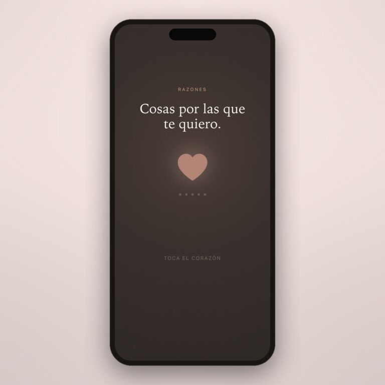 Regalo de Reyes para tu novio en su móvil: la pantalla «Cosas por las que te quiero» con un corazón para tocar