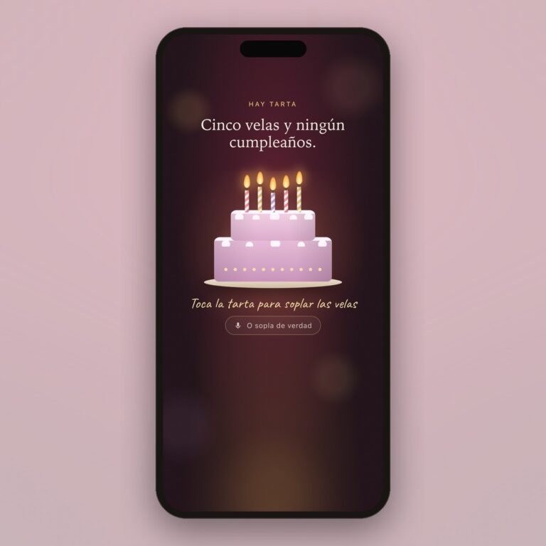 Regalo para tu mejor amiga en el móvil: una tarta con cinco velas que se soplan y descubren una frase cada una