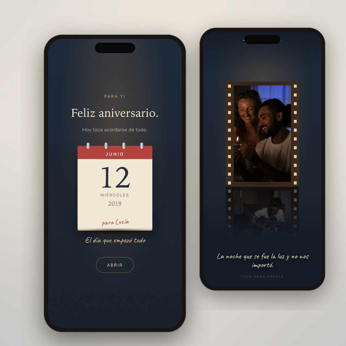 Regalo de aniversario en el móvil: el calendario abierto por el día en que os conocisteis