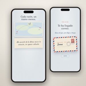 Regalo para pareja a distancia: mapa con el avión que se acerca y el sobre de correo aéreo