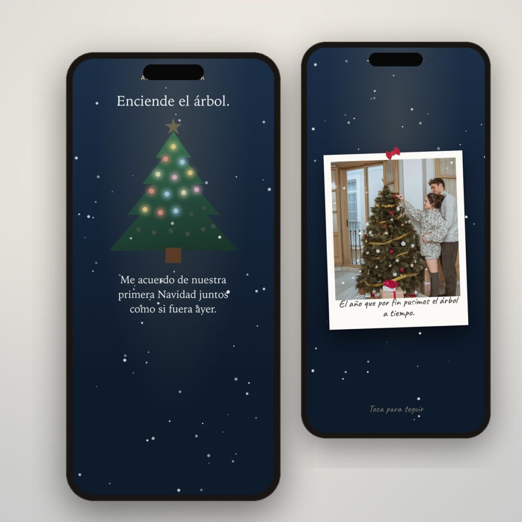 Regalo de Navidad digital en el móvil: un árbol que se enciende frase a frase y las fotos del año