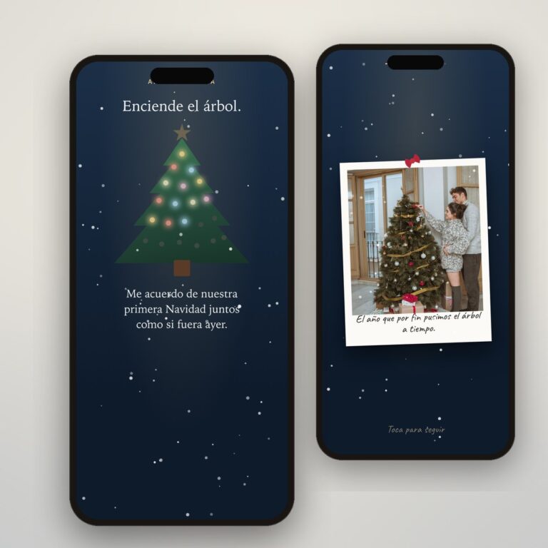 Regalo de Navidad digital en el móvil: un árbol que se enciende frase a frase y las fotos del año